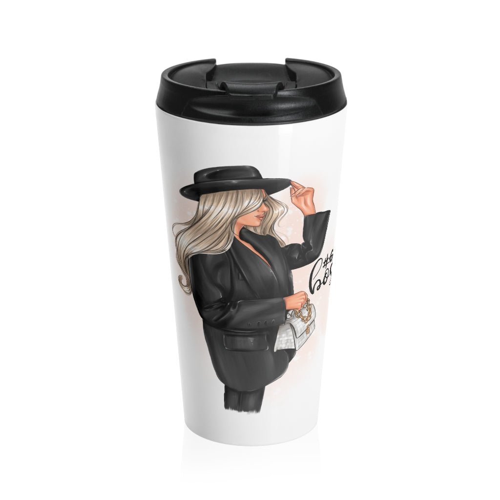 Girl Boss Blond Hair Stainless Steel Travel Mug