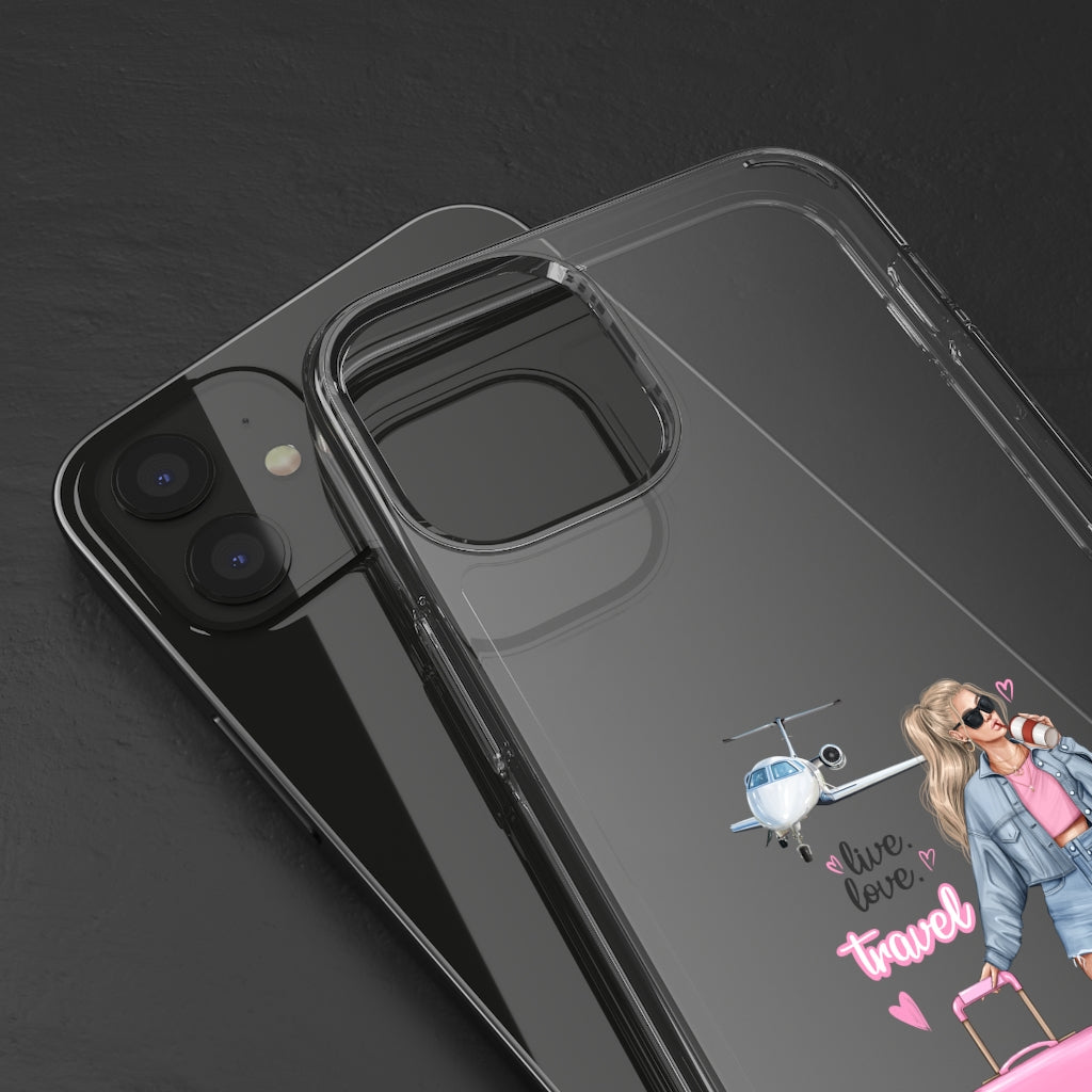 Live Love Travel Blond Hair Clear Case