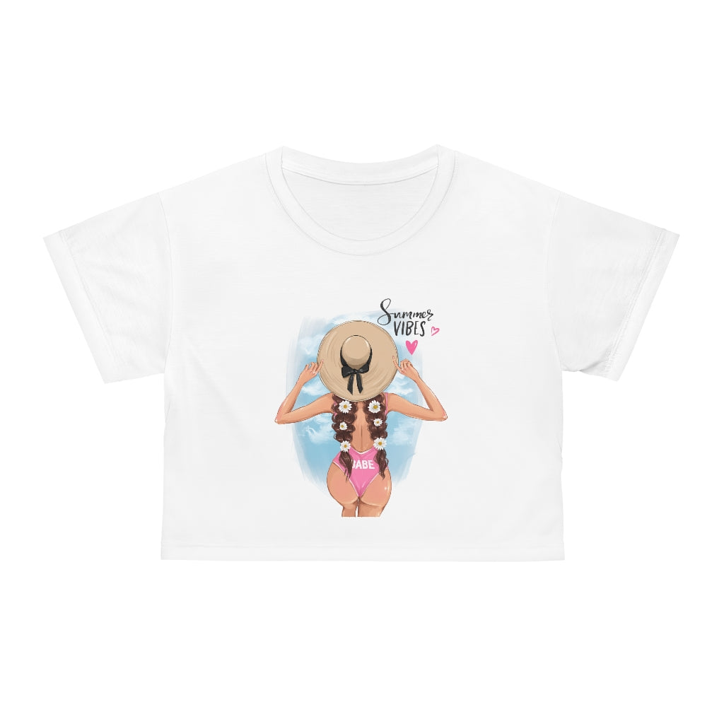 Summer Vibes Brown Hair Crop Tee