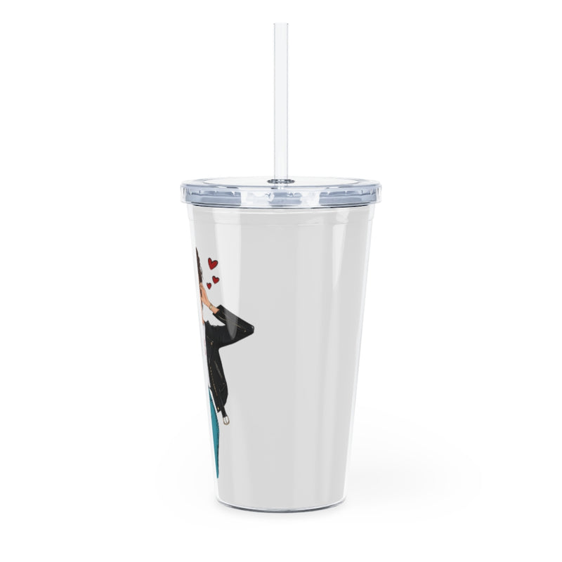 Love Yourself Brown Hair Plastic Tumbler with Straw