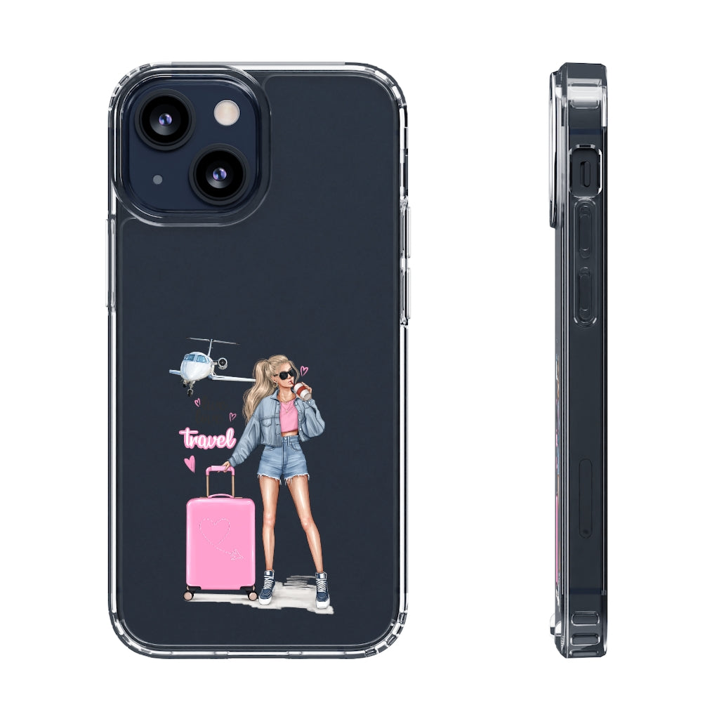 Live Love Travel Blond Hair Clear Case