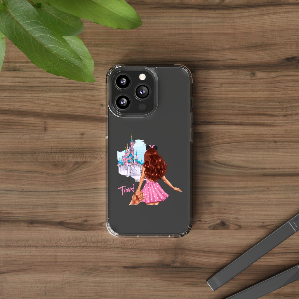 Take me and Let's go Travel Red Hair Clear Case