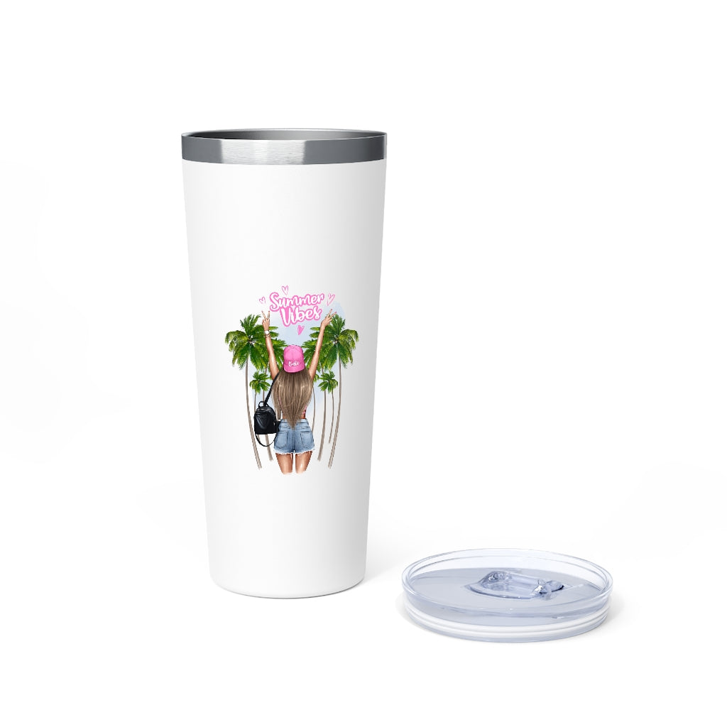 Summer Vibe Blond Hair Copper Vacuum Insulated Tumbler, 22oz
