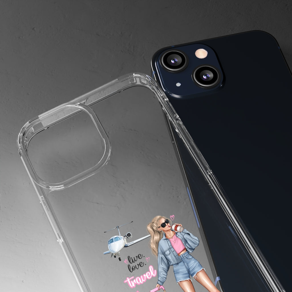 Live Love Travel Blond Hair Clear Case