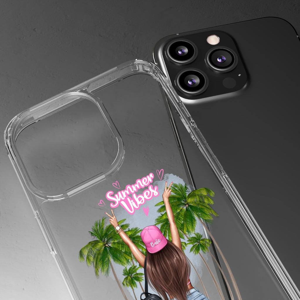 Summer Vibe Brown Hair Clear Case