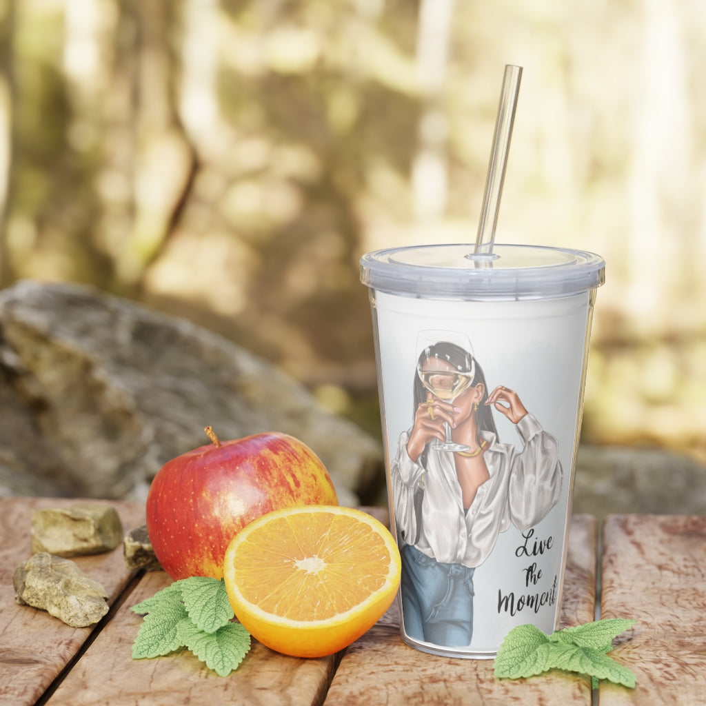 Live the Moment Plastic Tumbler with Straw
