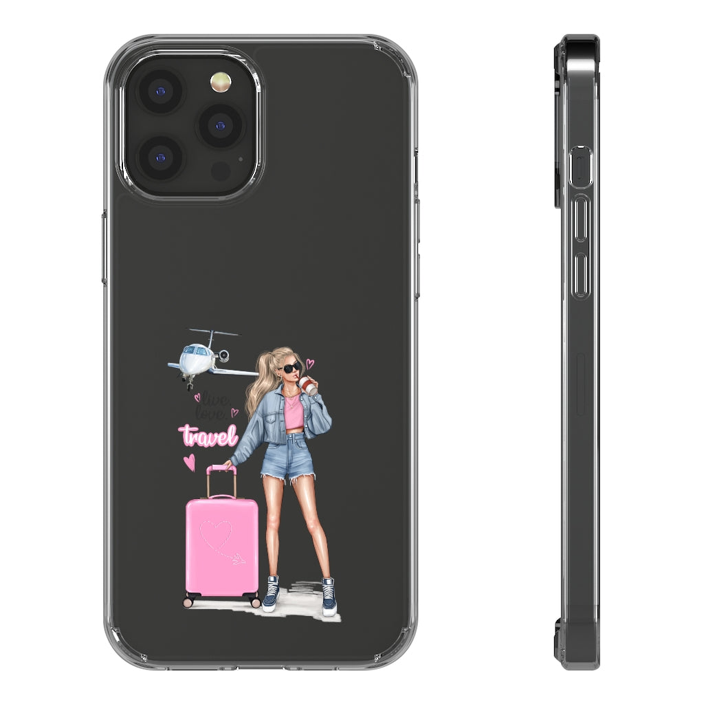 Live Love Travel Blond Hair Clear Case
