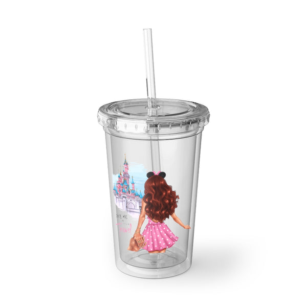 Take me and Let's go Travel Red Hair Acrylic Cup