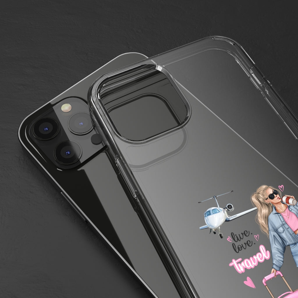 Live Love Travel Blond Hair Clear Case