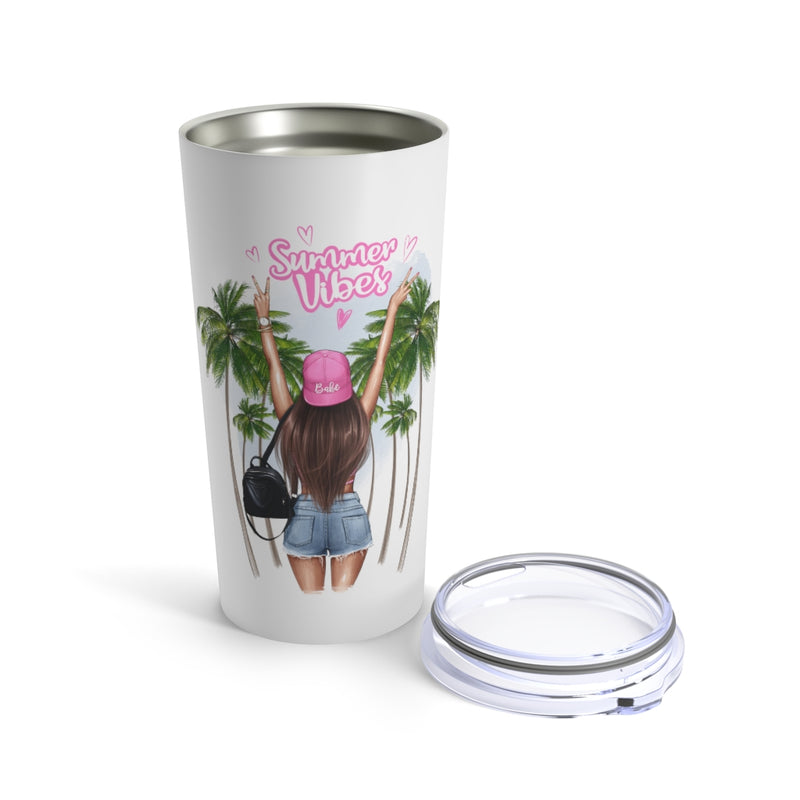 Summer Vibes Brown Hair Tumbler 20oz