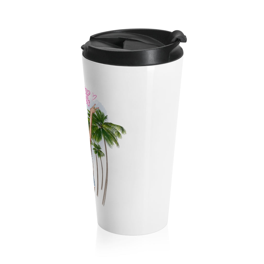 Summer Vibe Brown Hair Stainless Steel Travel Mug