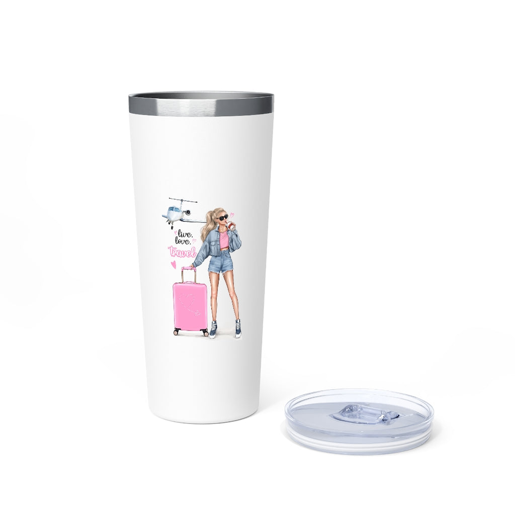 Live Love Travel Blond Hair Copper Vacuum Insulated Tumbler, 22oz