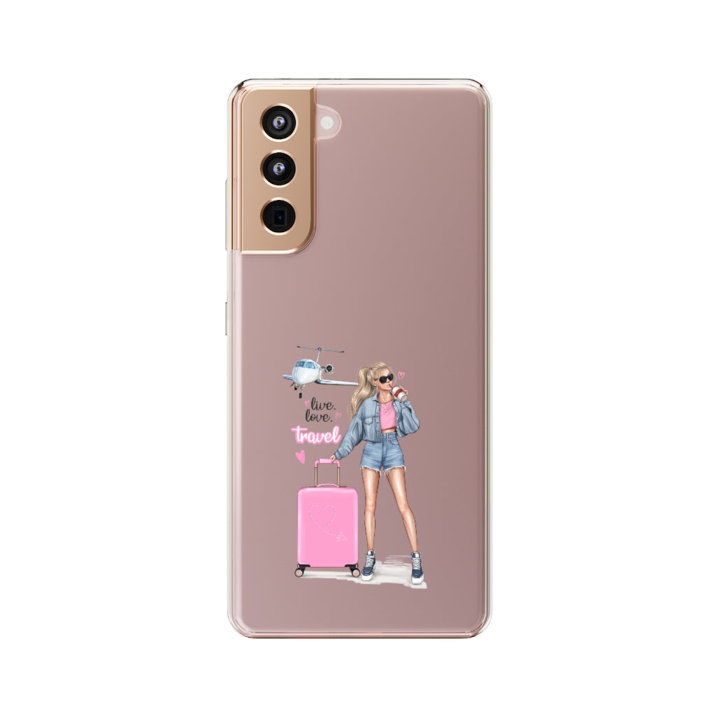 Live Love Travel Blond Hair Clear Case