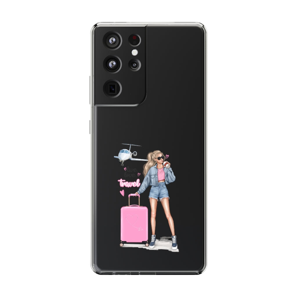 Live Love Travel Blond Hair Clear Case