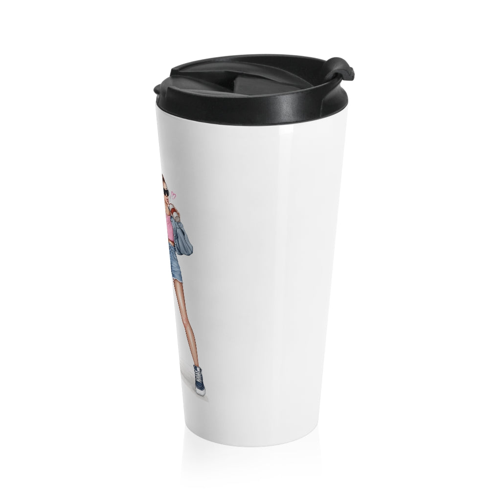 Live Love Travel Brown Hair Stainless Steel Travel Mug