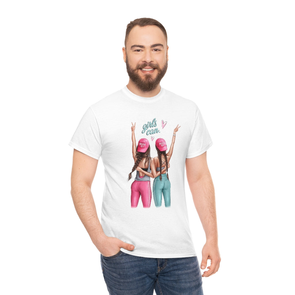 Girls Can Brown Hair Unisex Cotton Tee
